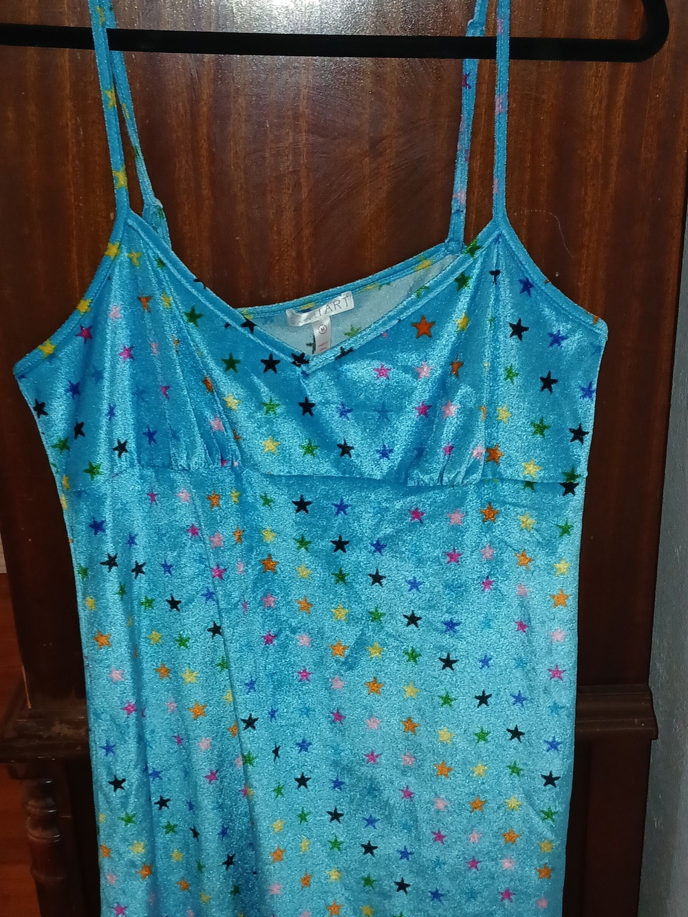 Blue velour with colorful stars nightgown